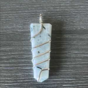 Silver and White Howlite Necklace with Polished Pendant